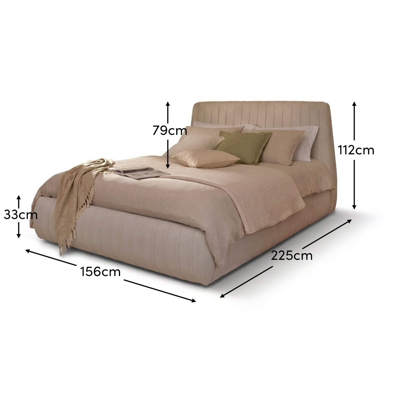 Etta Double Ottoman Bed - Ivory Pleated - Laura James