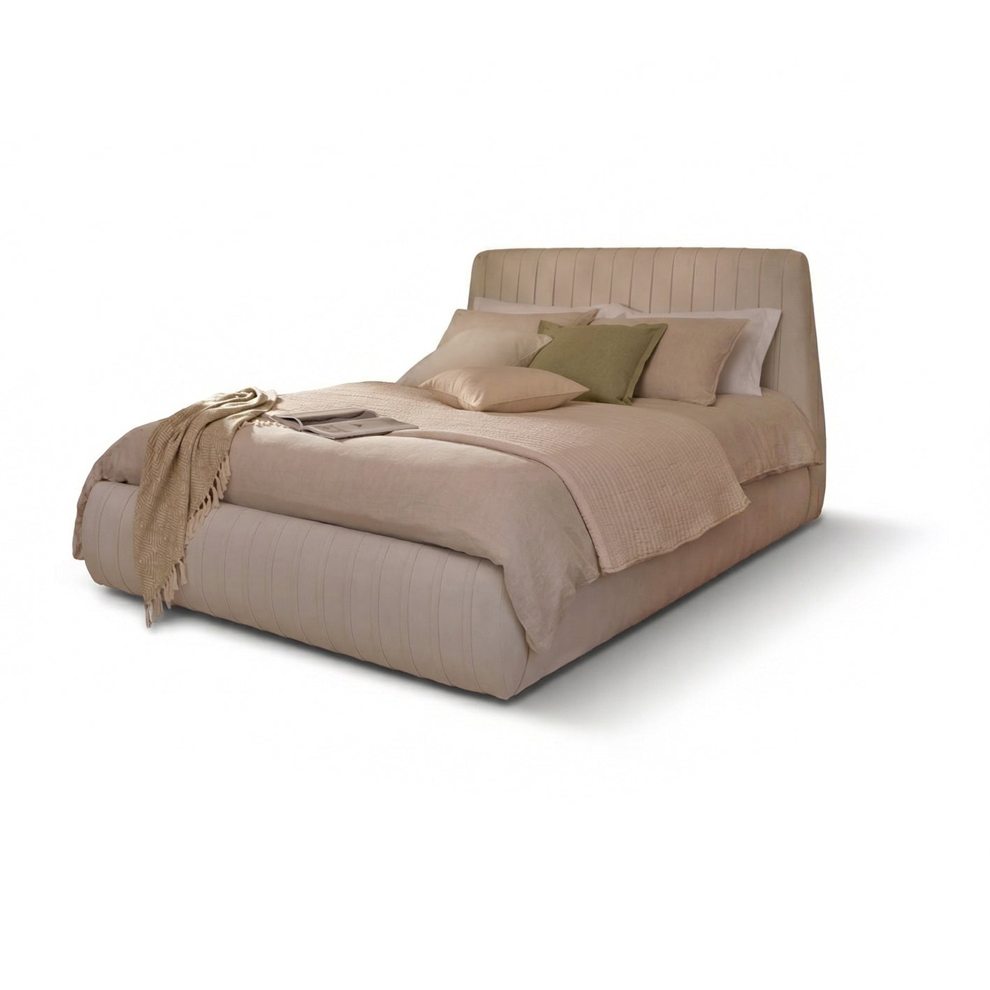 Etta King Ottoman Bed - Ivory Pleated - Laura James