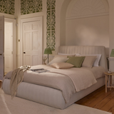 Etta King Ottoman Bed - Ivory Pleated