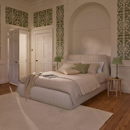 Etta King Ottoman Bed - Ivory Pleated - Laura James