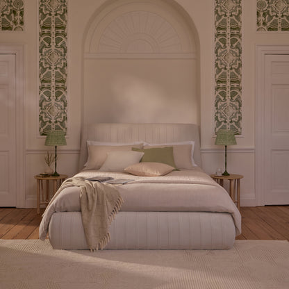 Etta King Ottoman Bed - Ivory Pleated - Laura James