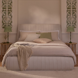 Etta Double Ottoman Bed - Ivory Pleated