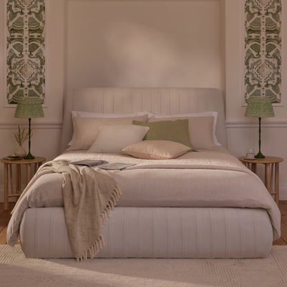 Etta Double Ottoman Bed - Ivory Pleated