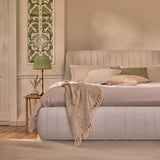 Etta King Ottoman Bed - Ivory Pleated - Laura James