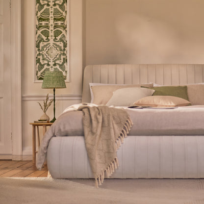 Etta King Ottoman Bed - Ivory Pleated - Laura James