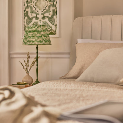 Etta King Ottoman Bed - Ivory Pleated - Laura James