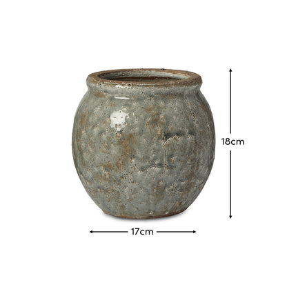 Evora 17cm Ceramic Vase - Sea Blue DIMS - Laura James