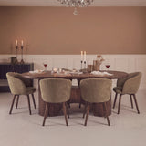 Octavia 220cm Coffee Brown Mango Wood Dining Table Set - 6 Seater - Archer Natural Brown Dining Chairs - Coffee Brown Legs - Laura James 