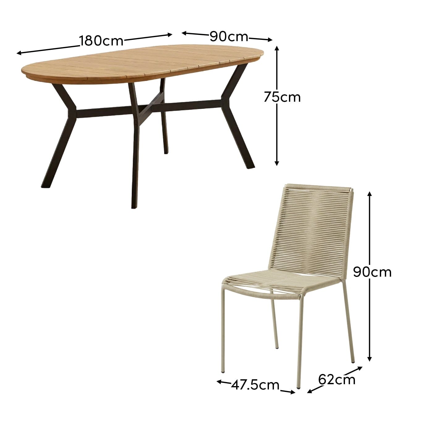 Ezra 6 Seater Oval Wooden Garden Dining Set with Ryder Clay Chairs - Laura James
