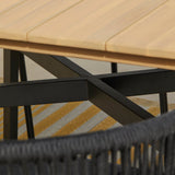 Ezra 6 Seater Oval Wooden Garden Dining Set with 6 Hali Black Rope Chairs - Laura James 