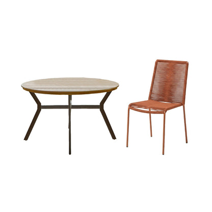 Ezra 4 Seater Round Wooden Garden Set with Ryder Burnt Orange Chairs
