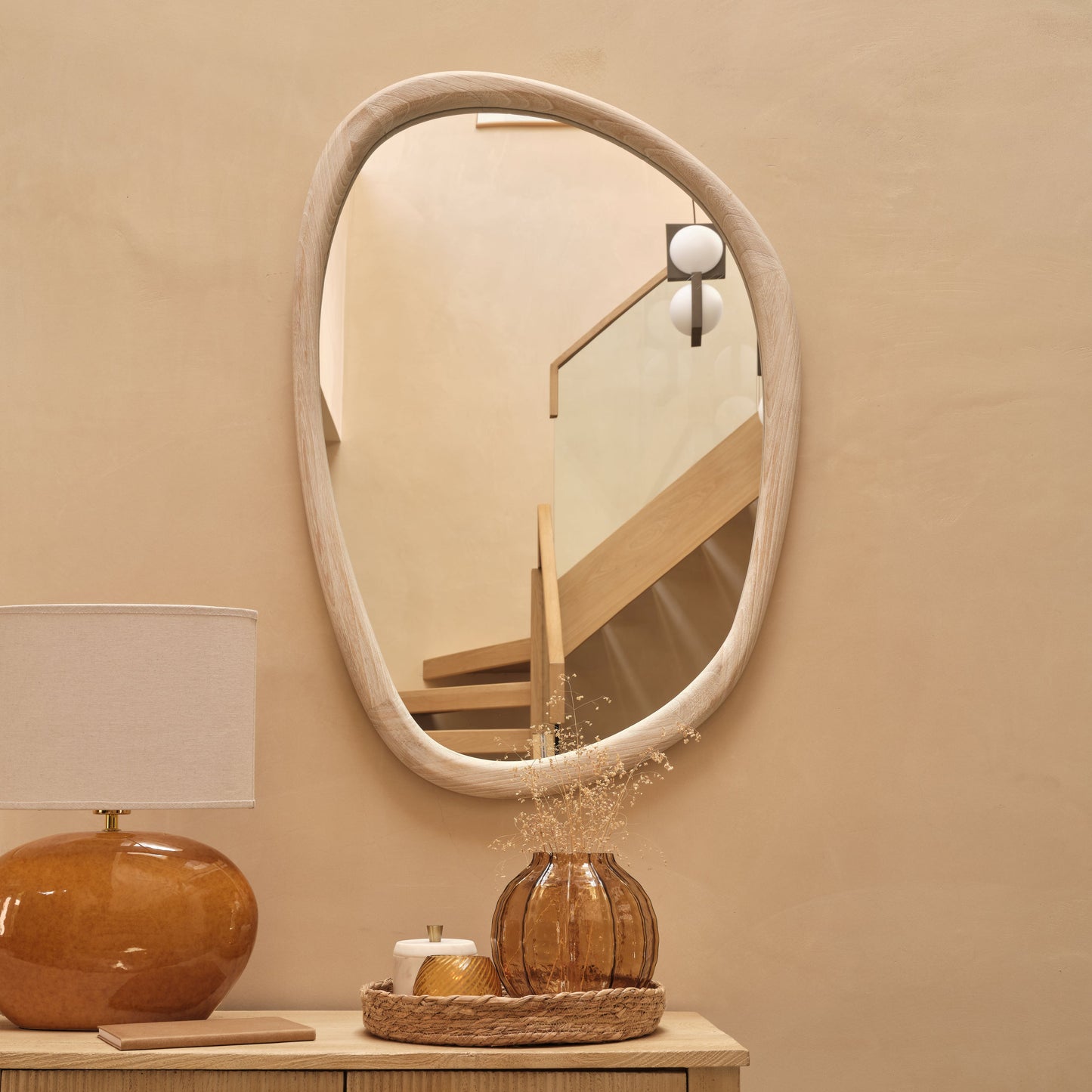 Fawley 100x70cm Freeform Wall Mirror - Whitewash - Laura James 