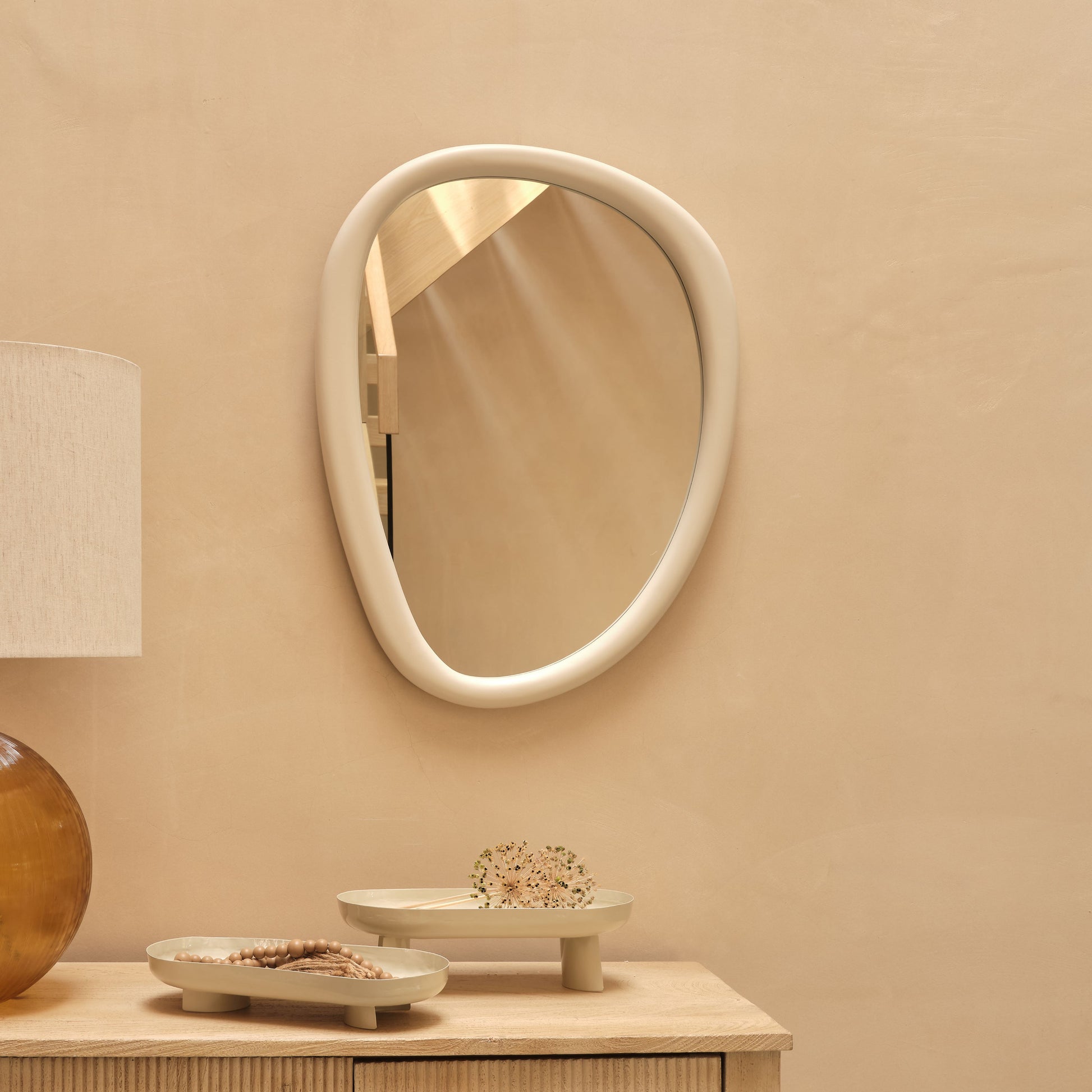 Fawley 65x50cm Freeform Wall Mirror - Oatmeal - Laura James 