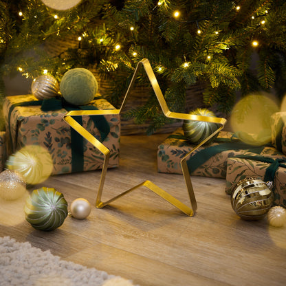 Falun Metal Standing Star Ornament - Set of 2 - Gold -Laura James