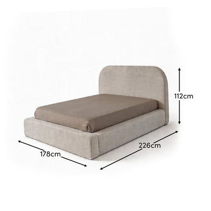 Farrah Double Ottoman Bed - Oat Boucle - Lauira James