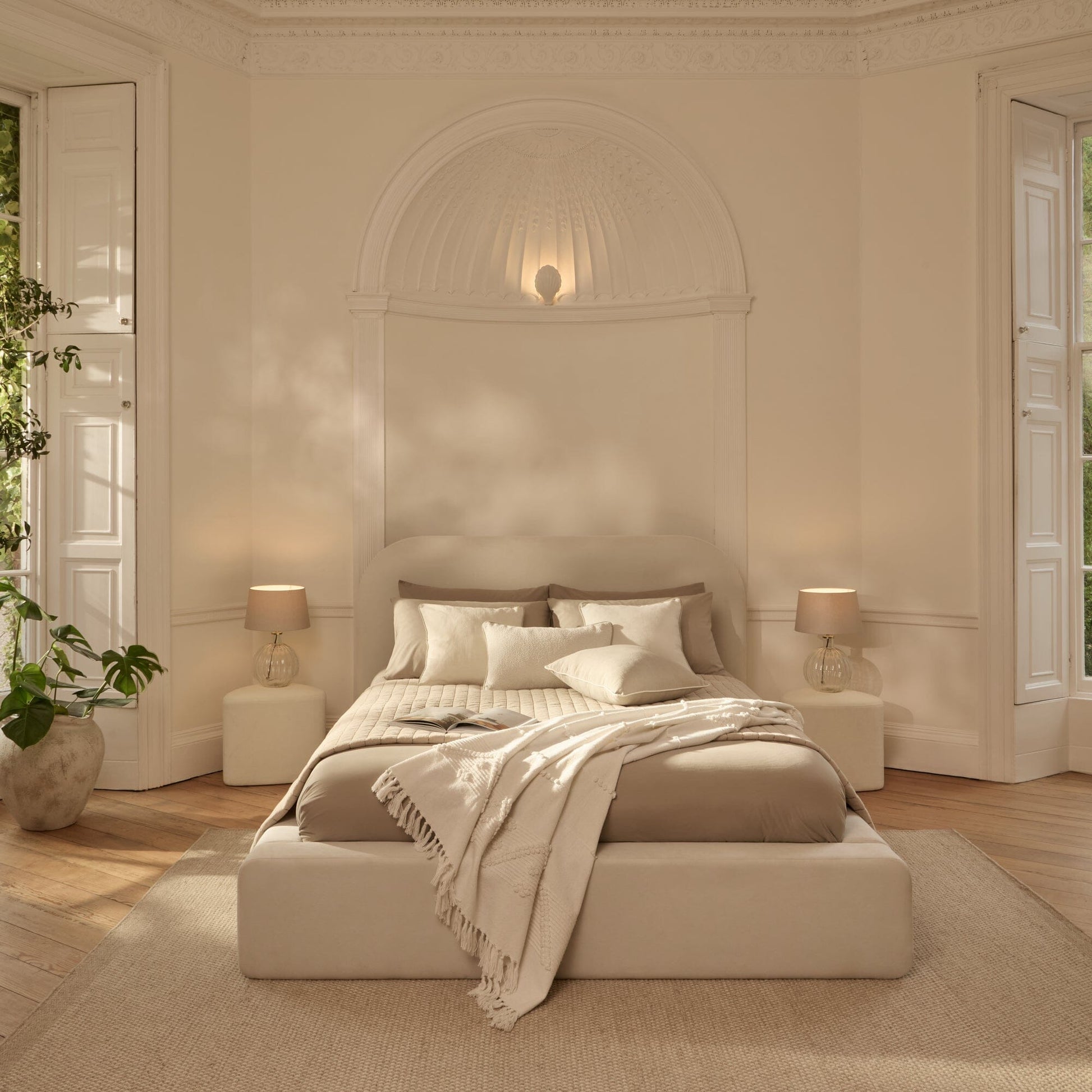 Farrah King Ottoman Bed - Ivory - Laura James