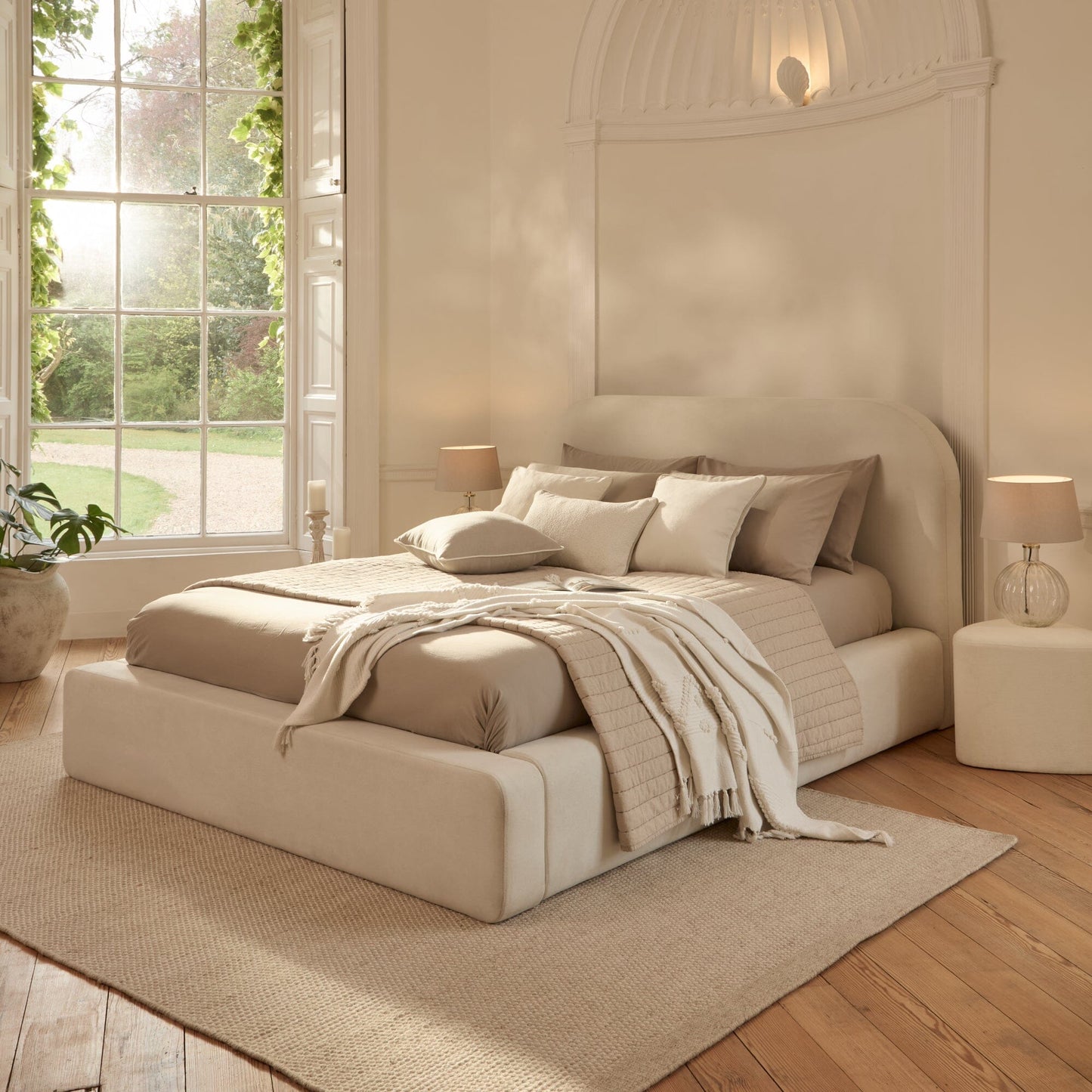 Farrah King Ottoman Bed - Ivory - Laura James