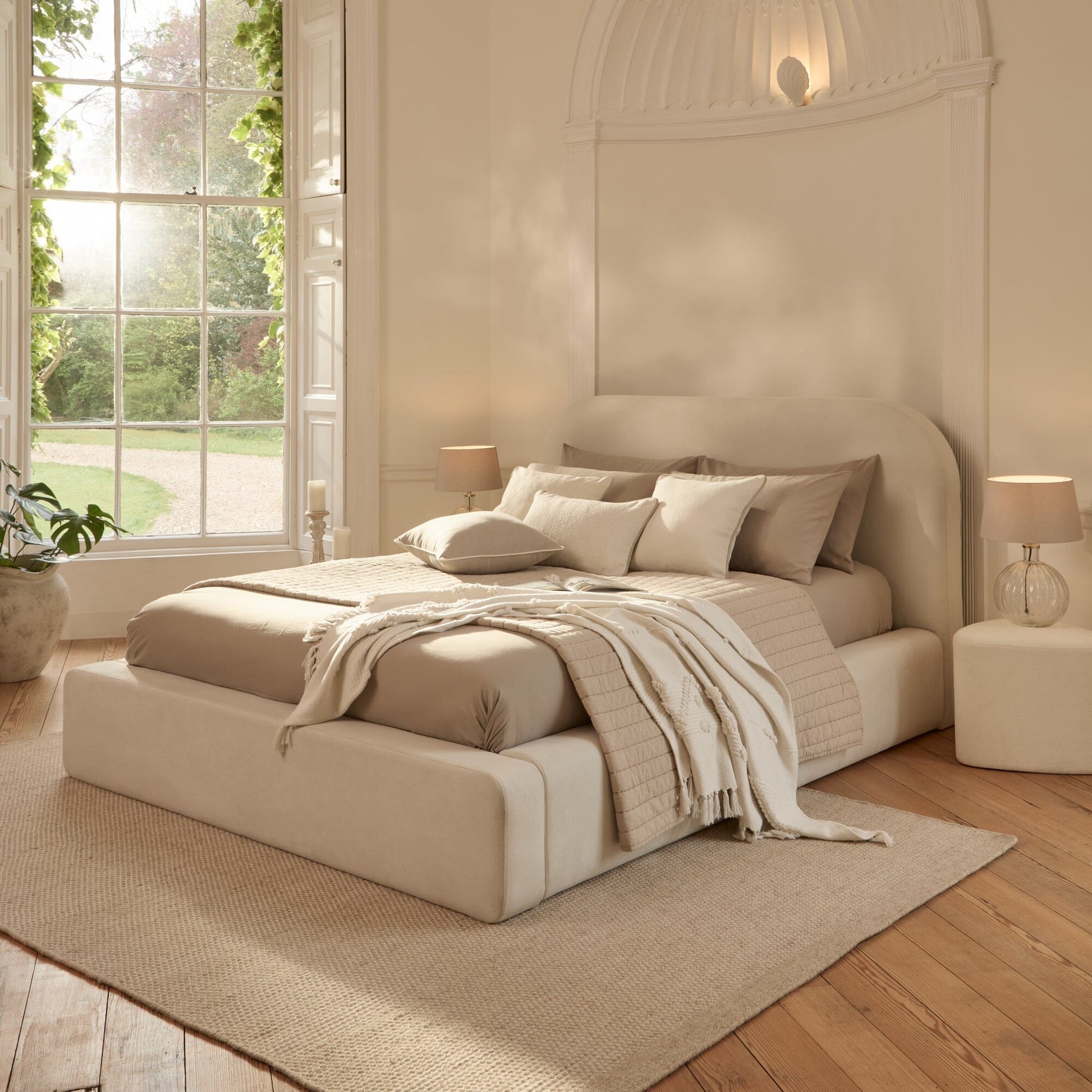 Farrah King Ottoman Bed - Ivory - Laura James