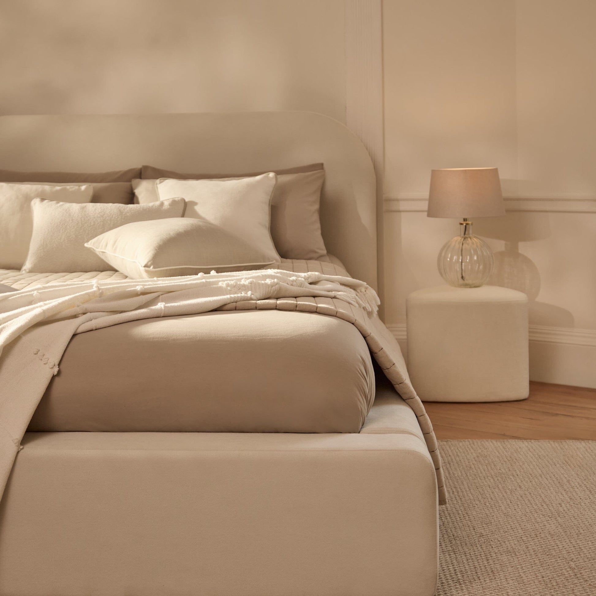 Farrah King Ottoman Bed - Ivory - Laura James