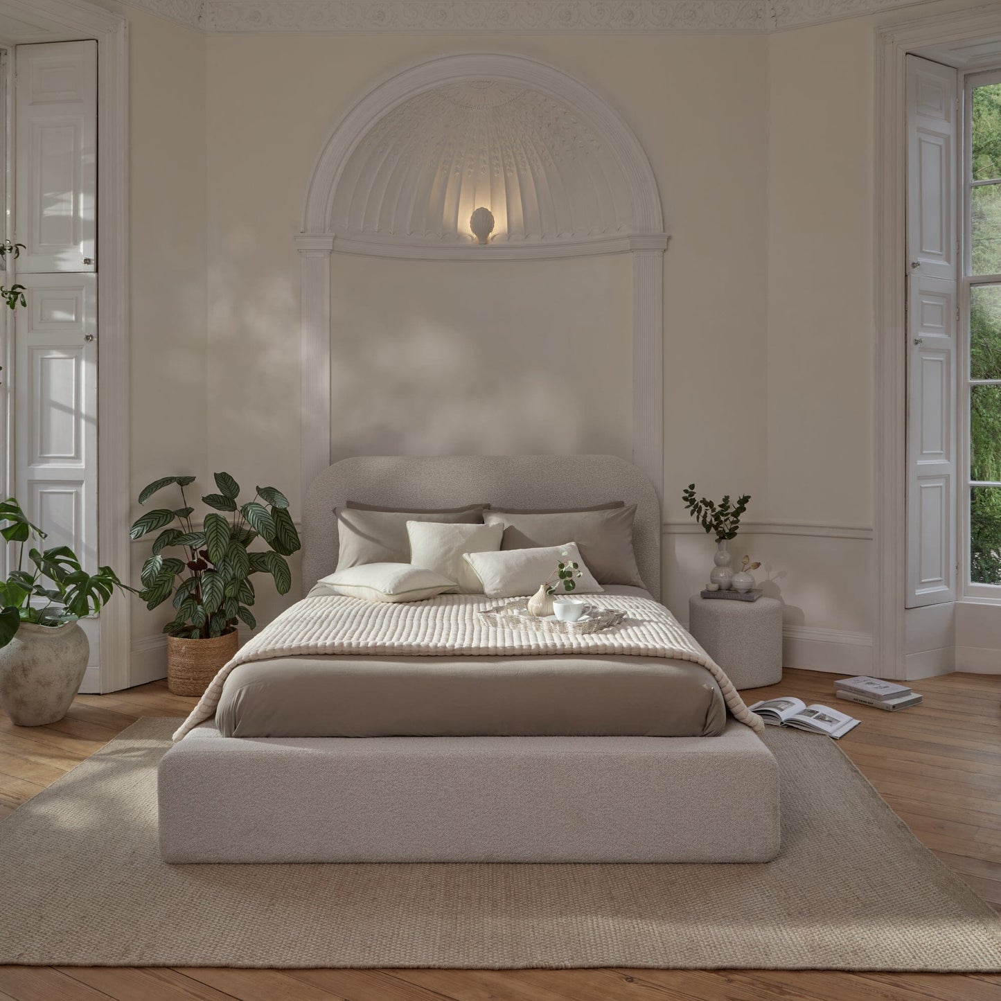 Farrah Double Ottoman Bed - Oat Boucle