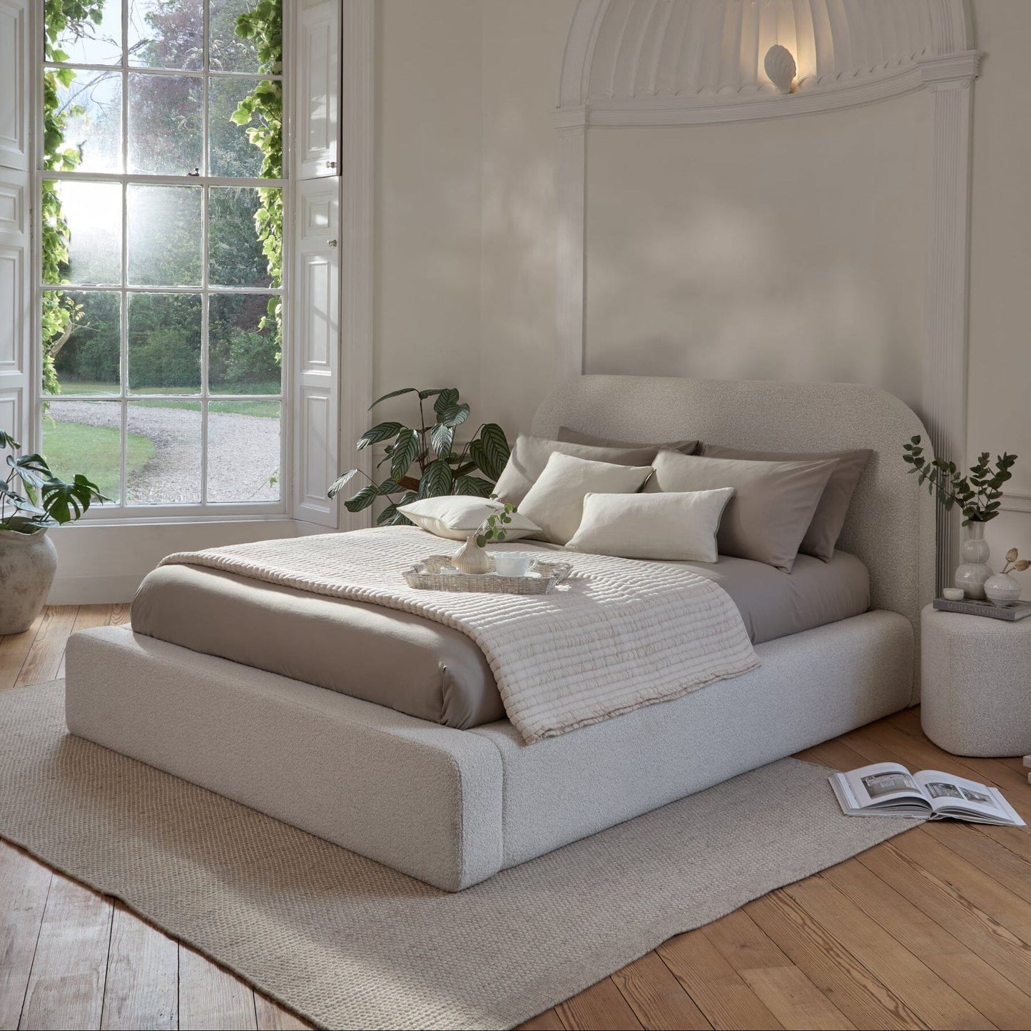 Farrah Double Ottoman Bed - Oat Boucle