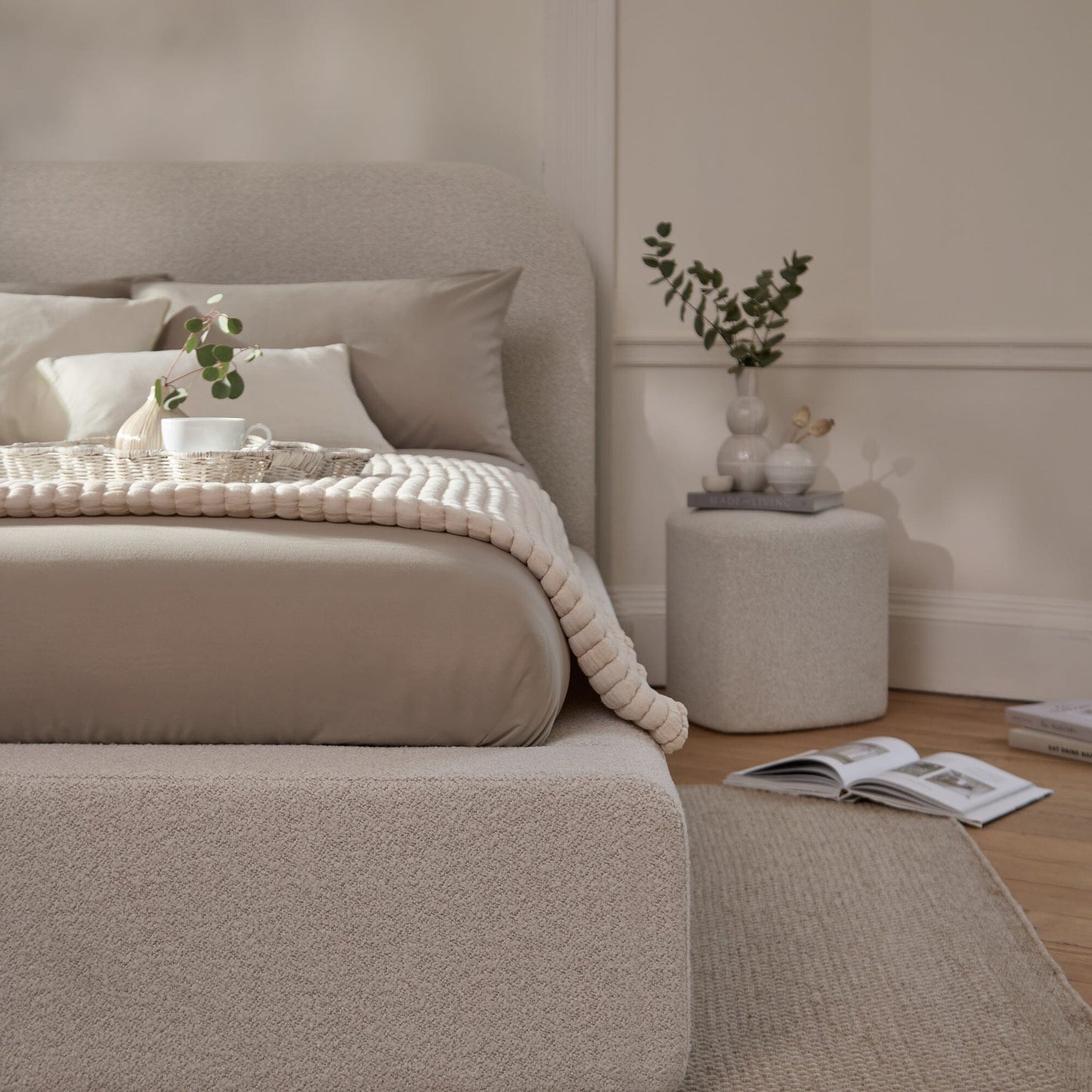 Farrah Double Ottoman Bed - Oat Boucle