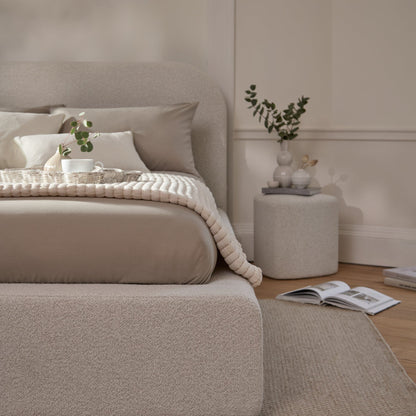 Farrah Double Ottoman Bed - Oat Boucle