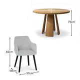 Farren 120cm Whitewash Oak Round Dining Table Set - 4 Seater - Freya Oat Boucle Armchairs with Black Legs - Laura James