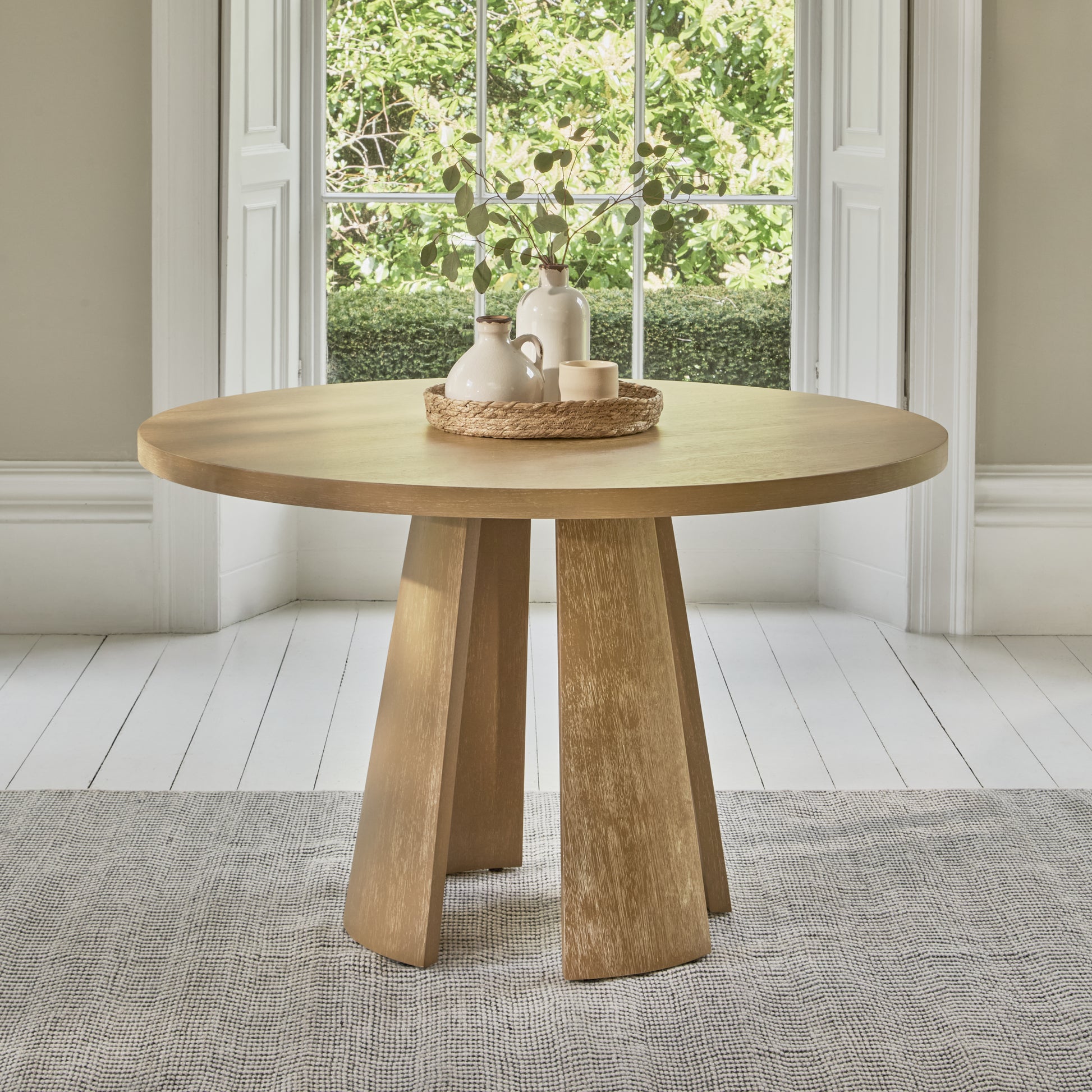 Farren Whitewash Oak Round Dining Table - Laura James