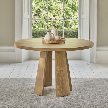 Farren Whitewash Oak Round Dining Table - Laura James