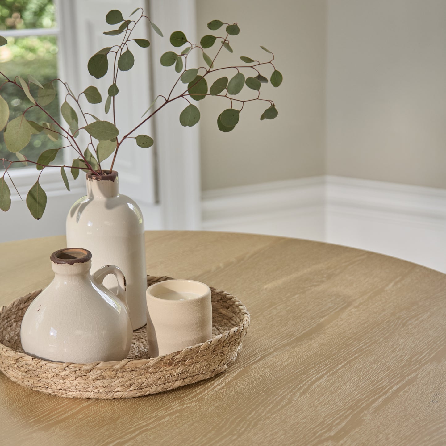 Farren Whitewash Oak Round Dining Table - Laura James