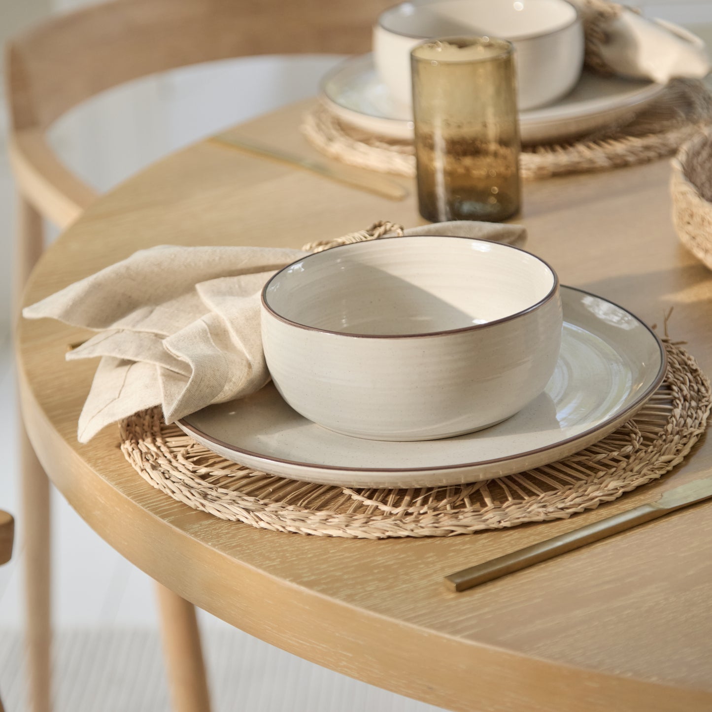 Farren 120cm Whitewash Oak Round Dining Table Set - 4 Seater - Carter Dining  Whitewash Armchair - Laura James