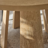 Farren 120cm Whitewash Oak Round Dining Table Set - 4 Seater - Freya Oat Boucle Armchairs with Black Legs - Laura James