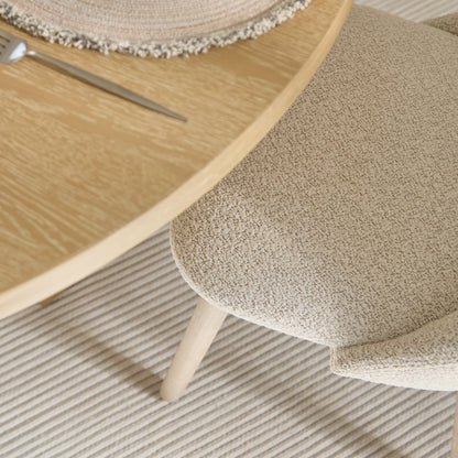 Farren 120cm Whitewash Oak Round Dining Table Set - 4 Seater - Freya Oat Boucle Dining Chairs with Whitewash Legs - Laura James