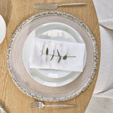 Farren Whitewash Oak Round Dining Table Set - 4 Seater - Freya Oat Boucle Dining Chairs - Whitewash Oak Legs