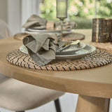 Farren 120cm Whitewash Oak Round Dining Table Set - 4 Seater - Freya Sand Dining Chairs with Black Legs - Laura James