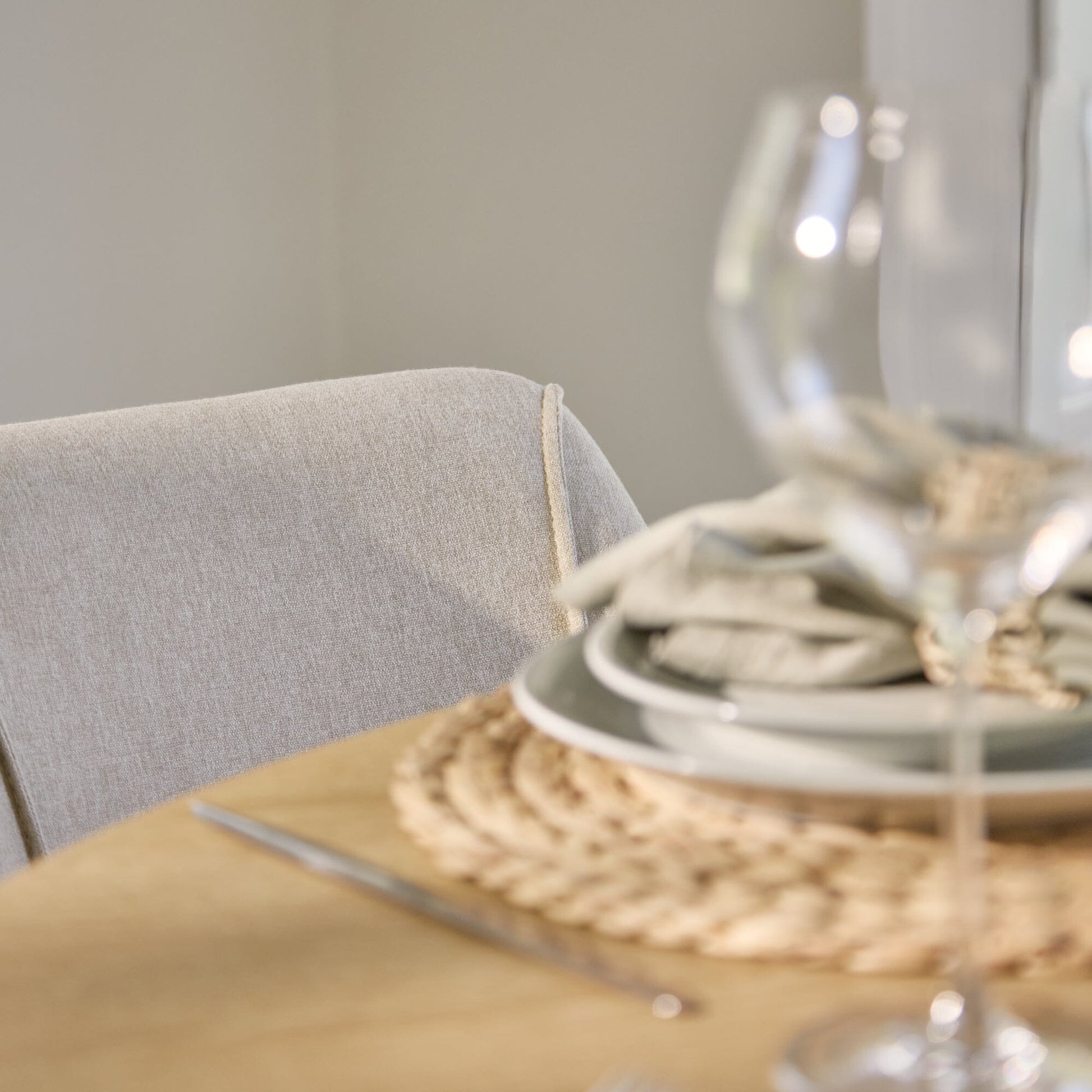 Farren Whitewash Oak Oval Dining Table Set - 4 Seater - Freya Sand Dining Chairs - Whitewash Oak Legs - Laura James