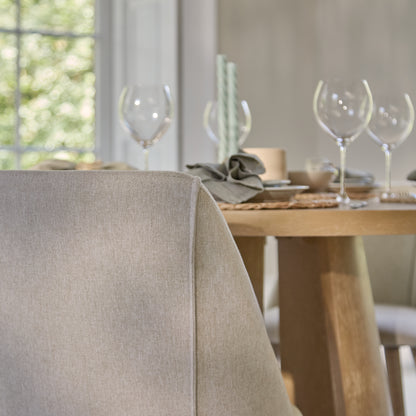 Farren 120cm Whitewash Oak Round Dining Table Set - 4 Seater - Freya Sand Dining Chairs with Whitewash Legs - Laura James