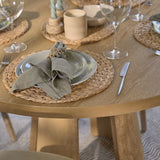 Farren Whitewash Oak Round Dining Table Set - 4 Seater - Freya Sand Dining Chairs - Whitewash Oak Legs