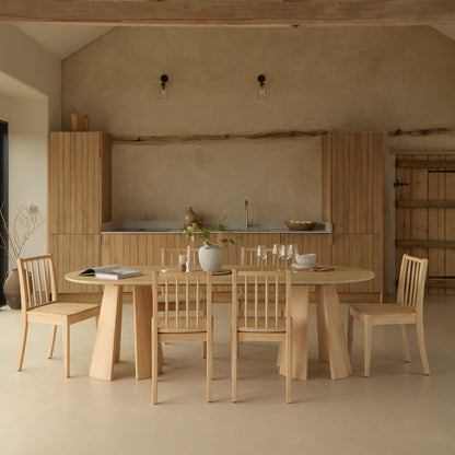 Farren Whitewash Oval Dining Table Set - 6 Seater - Tilly Dining Chairs - Whitewash Oak Legs - Laura James
