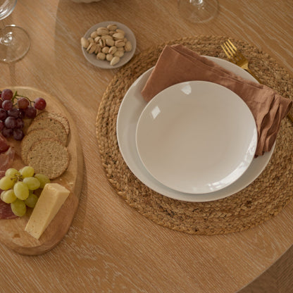 Farren Whitewash Oval Dining Table Set - 6 Seater - Tilly Natural String Dining Chairs - Whitewash Oak Legs - Laura James