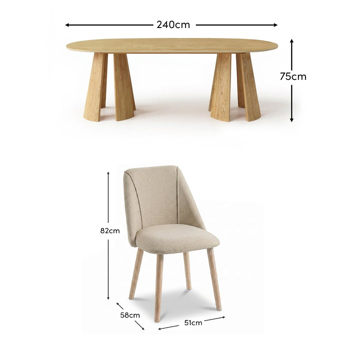 Farren Whitewash Oak Oval Dining Table Set - 6 Seater - Freya Sand Dining Chairs - Whitewash Oak Legs - Laura James 