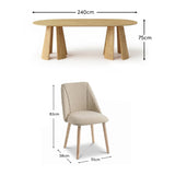 Farren Whitewash Oak Oval Dining Table Set - 6 Seater - Freya Sand Dining Chairs - Whitewash Oak Legs - Laura James 