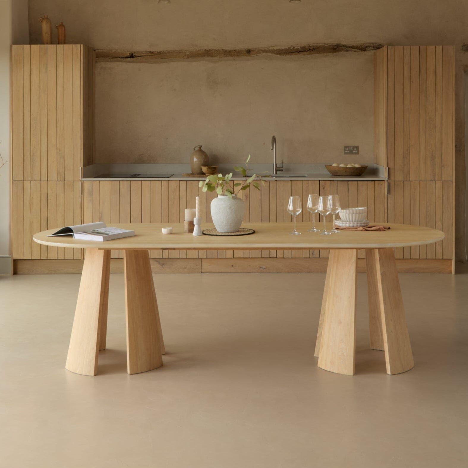 Farren Whitewash Oak Oval Dining Table - Laura James 
