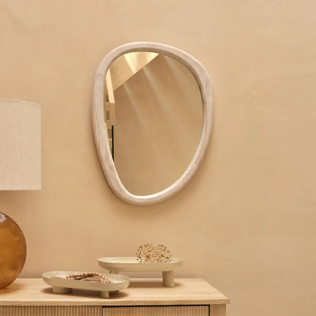 Fawley 65x50cm Freeform Wall Mirror - Whitewash