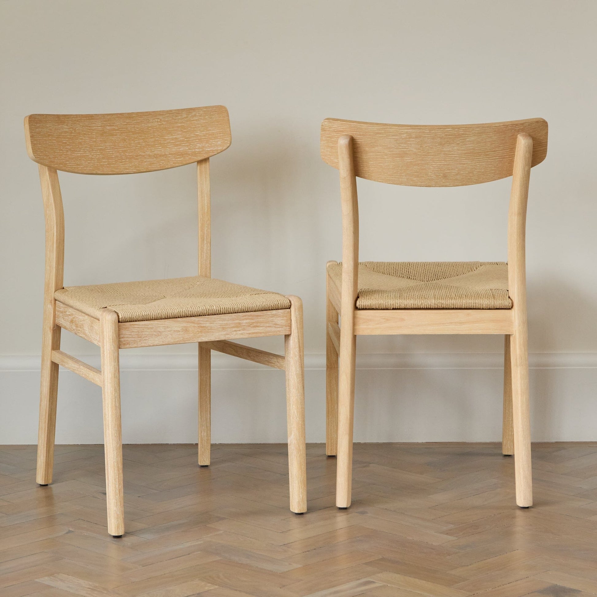 Faye Whitewash Oak Dining Chairs - Set of 2 - Laura James 