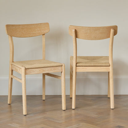 Faye Whitewash Oak Dining Chairs - Set of 2 - Laura James 