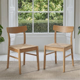 Faye Pale Oak Wooden Woven Chairs - Set of 2 - Laura James 