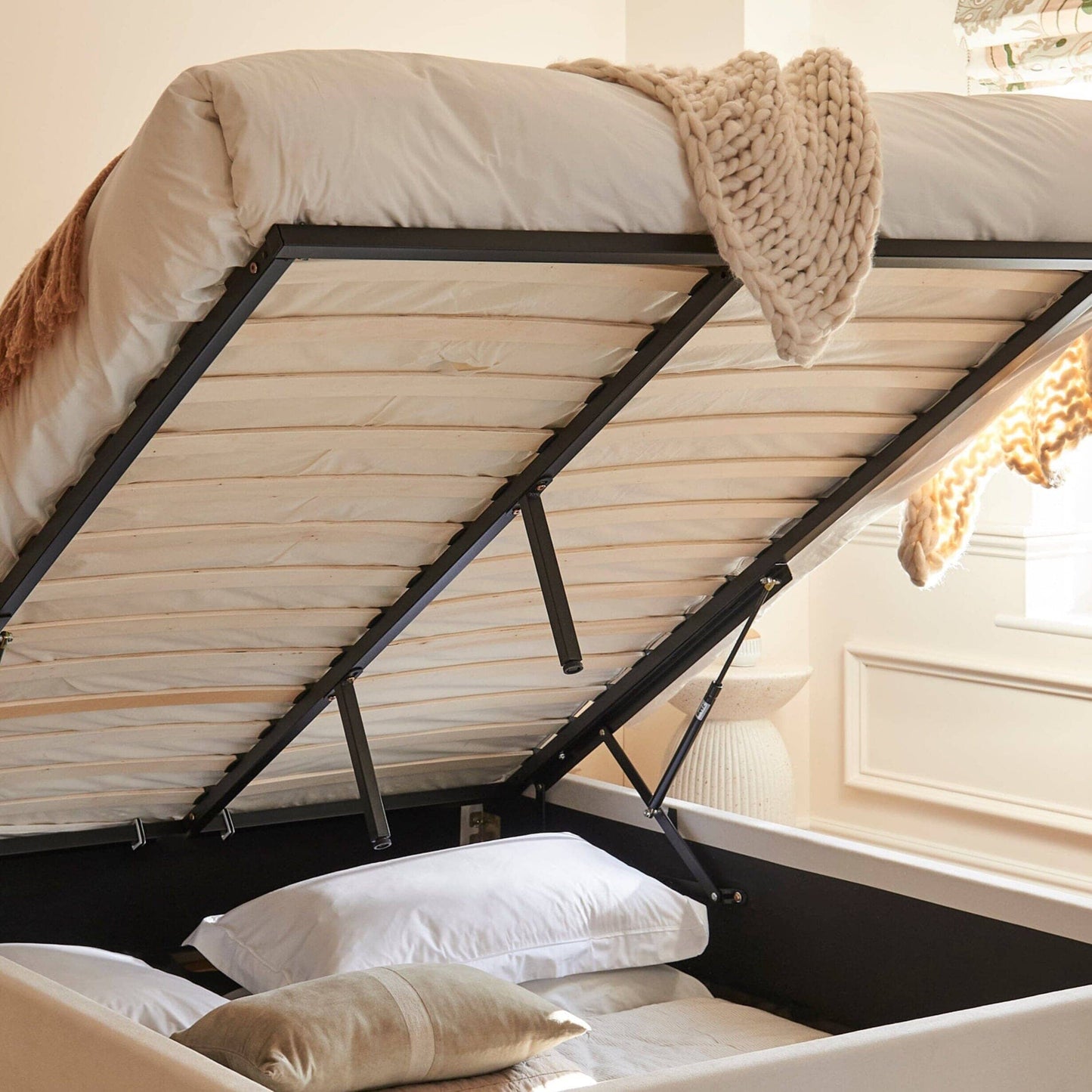Finola Super King Ottoman Bed - Ivory - Laura James