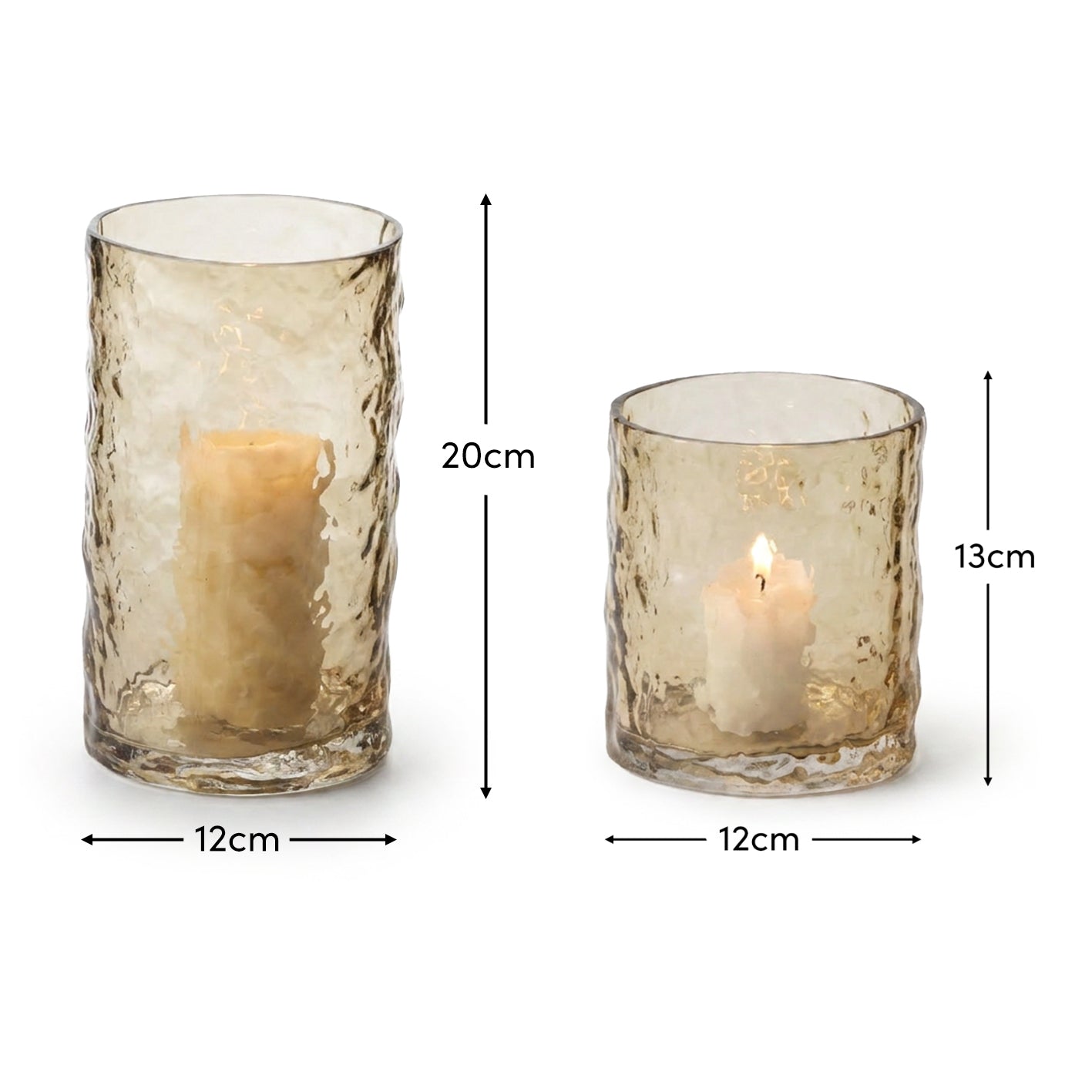 Fiorana Glass Hurricane - Set of 2 - Driftwood - Laura James 